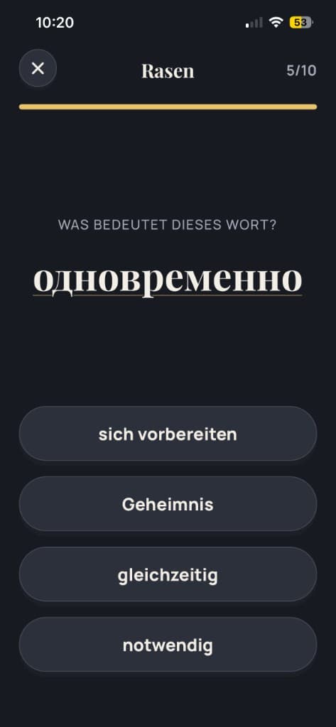 Spiel Rasen: Was bedeutet одновременно?